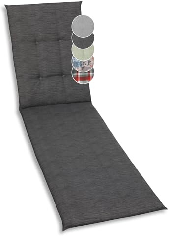 GO-DE Textil Bequeme und attraktive Polsterauflagen für Gartenliegen (Einzelset, Uni anthrazit, Liegenauflage)