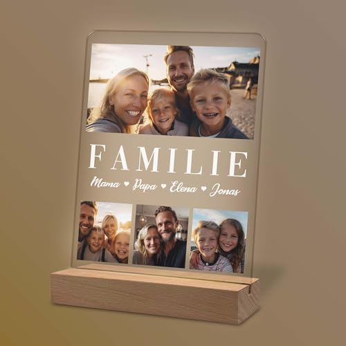 Yuweli Fotogeschenke | Personalisierte Geschenke für Familie | Geschenk für Family | Familien Geschenke mit eigenem Foto | Geburtstagsgeschenk | Acrylglas