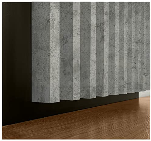 EmsCraft24 Akustikpaneele 1,904m² - 275cm x 68cm x 3.8cm - | Akustikpaneel | Lamellenverkleidung | Wandverkleidung | Akustikfilz | Wandpaneele auf filz (Beton Optik)