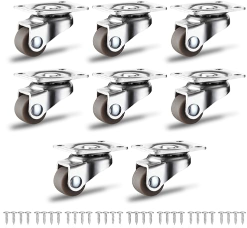 JGCJGG 8 roues pour meubles petites roues pivotantes, chaque peut supporter 6 kg, rotatives à 360 degrés, caoutchouc ruotes pour déplacer les meubles pour déplacer les petits