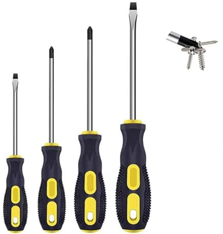 2Pcs 5Inch Magnetic Tip Screwdriver Set, 6mm Cross Head Screwdriver,M6x125mm Phillips Screwdriver, Professional Cushion Grip | 2-Piece Hand Tools Set
