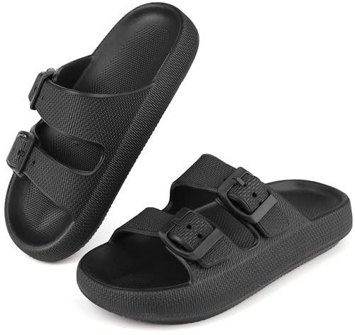 Kids Cloud Sliders Boys Girls Adjustable Buckle Sandals Non-Slip EVA Bedroom Shower Slippers Beach Pool Flip Flops