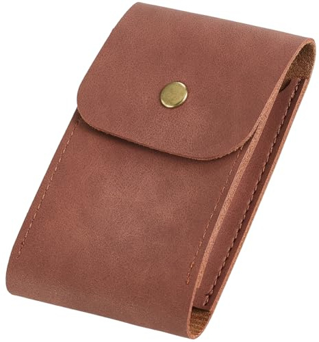 CALFOVERA Multipurpose PU Leather Playing Card Case Single Deck Leather Playing Card Holder Box Pouch Dark Brown Compatible Wallet with Snap Button for Poker Bridge Board Games Travel Accessory