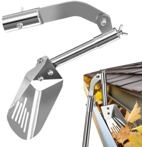 Gutter Cleaner Scoop | Gutter Cleaning Tools from The Ground,Rustproof Stainless Steel Drainage Maintenance Cleaner Attachment for Debris Removal Seasonal Blockages Clogged Downspouts