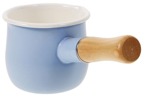 HOMSFOU Cacerola Esmaltada Azul de 10 Cm para Leche y Alimentos, Olla Pequeña para Cocinar Comida de Ñiño, Antideslizante y Multifunción para Cocina Diaria