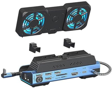 Estación de acoplamiento USB RJ45 lector de tarjetas adaptador multipuerto para consola con cartucho de disco duro, ventilador de refrigeración, lector de tarjetas con ventilador de refrigeración