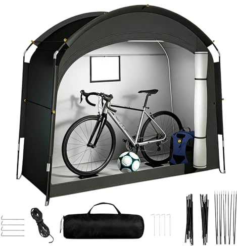 Bike Storage Tent Shed for 4-5 Bikes,Bike Covers for Bike Storage Outdoor,210D Oxford Waterproof Bike Shelter with Ventilated Window, Bike Tent Shed Fit for Bicycle, Lawn Mower, Garden Tools