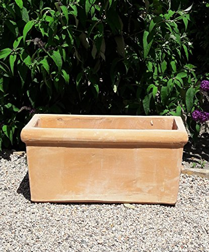 frostfester, großer Terracotta Pflanzkasten/Blumekasten | 60 cm | handgefertigt | Blumentopf/Pflanzgefäß | Deko für Garten Terrasse Balkon, Erika