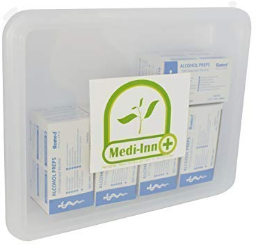 Romed Alkoholtupfer Alkoholpads 65 x 30 mm 2-lagig 500 Stück + Medi-Inn Aufbewahrungsbox