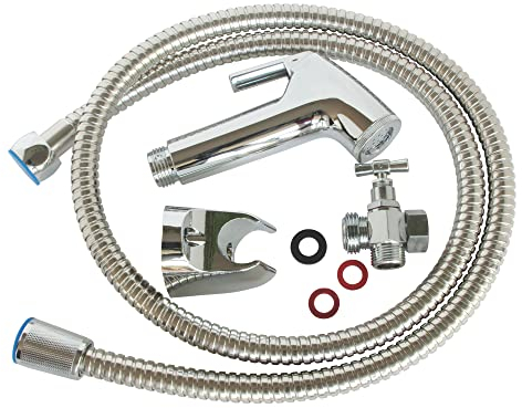 SOMATHERM FOR YOU, Kit hygiène WC complet : robinet 3 voies laiton chromé, douchette ABS, flexible 1,2m, support mural et fixation Installation facile pour un confort optimal