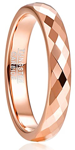 NUNCAD Classic Men's Rose Gold Tungsten Carbide Ring Multifaceted Wedding Band Size Q1/2