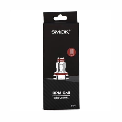SMOK Bobinas de repuesto triples RPM de 0,6 ohmios, alto rendimiento (paquete de 5) compatibles con la serie RPM, kit RPM 4, kit RPM40 y kit RPM80 para mejorar el sabor y la producción de vapor, sin