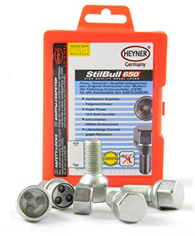 HEYNER Locking Wheel Nuts M12x1.5 Fits Mercedes CLK Models 1996 To 2009 Set 4 Locks Alloys Antitheft Protection Bolts SG - BHD