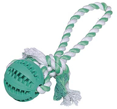 Nobby Vollgummi Ball mit Seil DENTAL LINE Ball: Ø 7 cm; Ball mit Seil: 30 cm