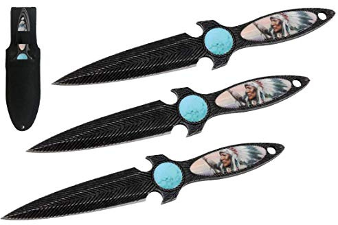 Joh. Vogler GmbH Wurfmesser, 3er-Set, Motiv: Native Chief, Metall, Dekorativ, Sammlung