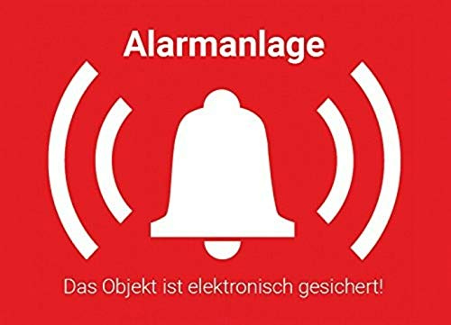Warnaufkleber Alarmanlage Das Objekt ist elektronisch gesichert! Hinweis Schild Folie 15x10 / 30x20 / 45x30 / 60x40cm rot Made in Germany, Größe: 45x30cm