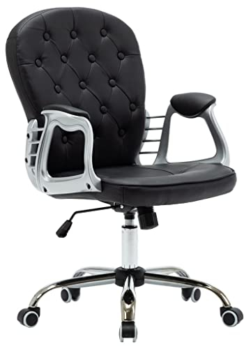 vidaXL Bürostuhl mit 5 flexiblen PU-Rollen Höhenverstellbar Schreibtischstuhl Gaming Stuhl Drehstuhl Chefsessel Sportsitz Bürodrehstuhl Schwarz Kunstleder
