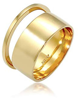 Elli Ring Damen Bandring Set Stacking Breit Schmal Trend Minimal in 925 Sterling Silber