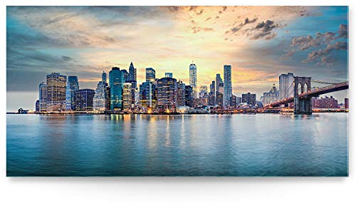 BilderKing Impostantes XXL Acrylglas-Bild 180x90cm, Skyline als Panorama hinter 5mm Acryl gedruckt. Motiv New York, USA als Acrylbild für Wohnzimmer, Schlafzimmer