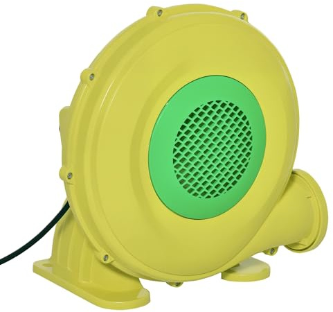 Outsunny Soplador Eléctrico de 450W para Castillo Hinchable Ventilador de Aire Industrial para Juguetes Inflables 35x26x33,5cm Amarillo y Verde