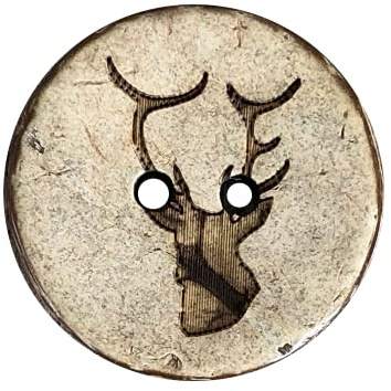 10 Stück echt Kokosnuss Knöpfe mit Hirsch 2 Loch Trachtenknopf beige braun in 3 Grössen (15mm)