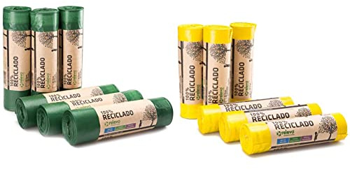 Relevo 100% Reciclado Bolsas de Basura, extra resistentes 50 L, 60 bolsas + 100% Reciclado Bolsas de Basura, extra resistentes 30 L, 90 bolsas
