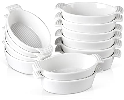 cooking teglia forno 6/12 pezzi da forno a cottura Set in ceramica Bianco Piatto da forno Bianco Piatto Piatto Piatti con maniglia Pentole for la cottura domestiche Ramekins (200ml) teglie da forno pe