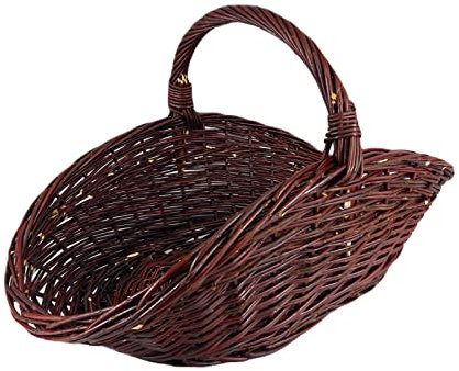 Panier en osier naturel - panier pour bûches de cheminée - avec ou sans jute - deux tailles au choix - fait main (65 x 42 H 25/39 cm, Pas de jute)