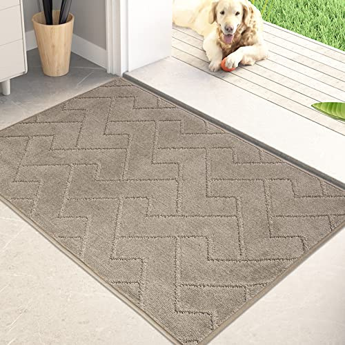 PURRUGS Dirt Trapping Door Mat 20 x 31.5, Non-Slip Machine Washable Entry Rug, Dog Doormat, Indoor Front Door Mat, Super Absorbent Entryway Rug for Muddy Shoes & Paws, Taupe