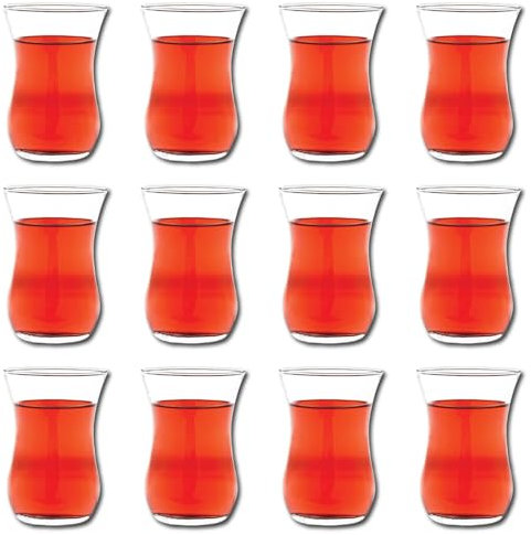 Vikko Teacups, vasos de té turcos, juego de 12 tazas de té turcas auténticas, vaso de té de 4 onzas
