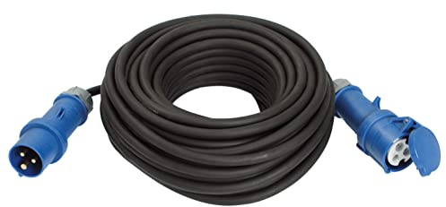 as - Schwabe CEE Verlängerungsleitungen 25 m H07RN-F 3G6, CEE Stecker und CEE Kupplung 230V/32A/3-polig/6h, CEE Verlängerungskabel für Einsatz im Aussenbereich, Made in Germany, IP44, Schwarz, 63282