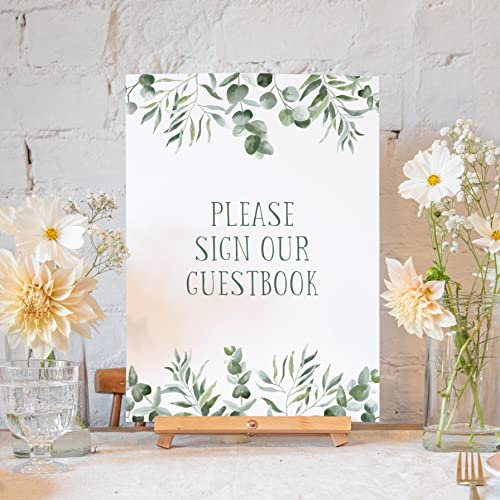 Wedding signs for reception or ceremony | eucalyptus greenery wedding signs print A4 rustic vintage sign | alternative | partydecor (Sign our guestbook + easel)