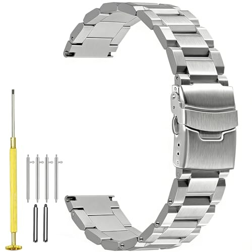 Juntan Klassisch Edelstahl Armband 18mm 20mm 22mm 24mm Uhrenarmband aus gebürstetem Metall für Damen Herrenuhr Ersatzarmbänder Einsatzschnalle Gold Roségold