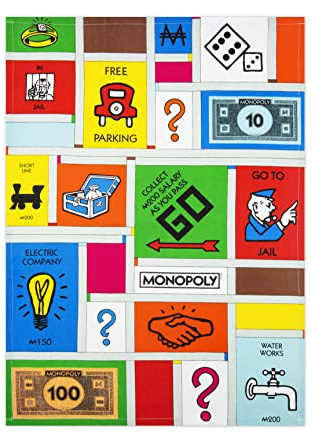 Excelsa Monopoly kökshandduk 100% bomull, Cm. 70 x 50, med ögla