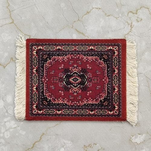 SYSUII Orientalischer Mini Teppich Mauspad 13 * 9CM mit Quaste, Textilgewebe & Gummi, Büro Computer Zubehör