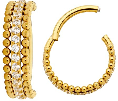 (8mm) Titan 1,2mm Doppel Kristall Segment Nasenring Hoop Knorpelohrring Septum Clicker Klappbarer Lippenring Daith Helix Rook Tragus Lobe Snug Piercing Schmuck