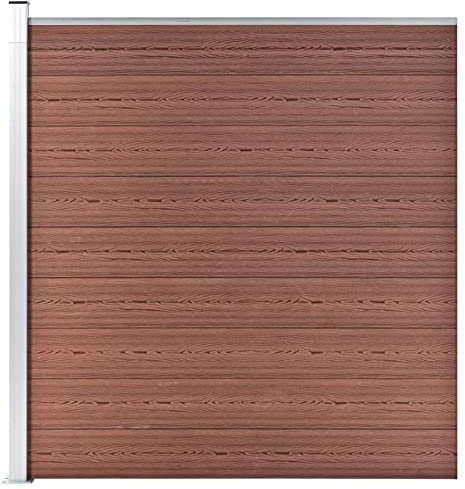 Homgoday Clôture de jardin - Brise-vue - Clôture à lamelles - Protection contre le vent - Clôture enfichable - Pour terrasse, jardin - WPC - 175 x 186 cm - Marron