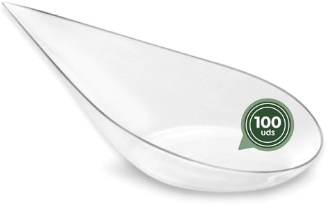 MAXI PRODUCTS - Cuchara Catering - Cuchara Catering Plástico Reciclable - Especial Catering, Eventos, Tapas, Degustación, Food Trucks - CATERING (Lágrima Transparente, 100 Unidades)