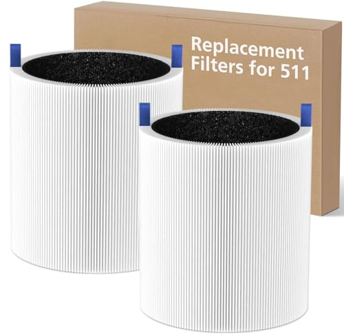 isinlive 511 Filter Replacement Compatible with Blueair Blue Pure 511 Air Purifier, 2-in-1 True HEPA Filter System, 2 Pack, BP511