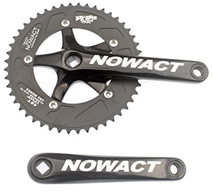 QmeNa Kurbelgarnitur 130. BCD. Single Geschwindigkeit Feste Getriebe Bike Crankset 48T Rennrad Kurbel Set Aluminiumlegierung Fahrradkette Wheel-Kettenblatt Crankset