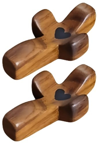Generisch 2 Stück Geschnitztes Holzkreuz | Handschmeichler | Handgeschnitztes Liebeskreuz aus mit Herzen | Liebeskreuze mit Herzen | Kreuz Mein Herz | Ermutigungsgeschenk