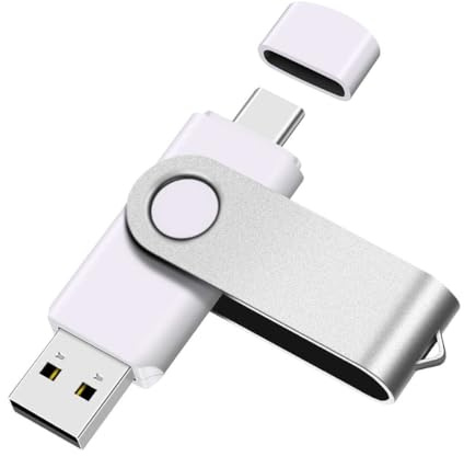 Yaxiny USB C Flash Drive 16GB 1 Stück, OTG USB C Pen Drive, USB 2.0 und USB C Flash Drive, Typ C Speicherstick für USB A+USB C Android Smartphone Metall Weiß