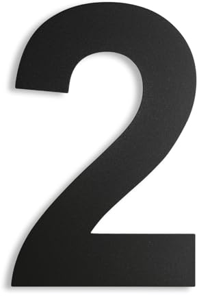KTC-HOME - PREMIUM Hausnummer Schwarz inkl. Montagematerial - pulverbeschichtet - Arial - Höhe 20 cm - RAL 9005 - rostfrei & wetterfestes Hausnummernschild - Hausnummer 2 -