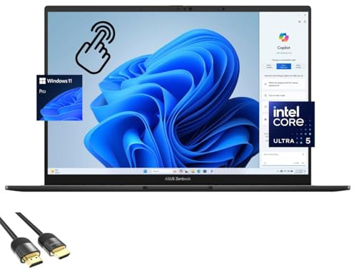 ASUS Zenbook 14 Laptop, Display touchscreen OLED WUXGA da 14 pollici, 14-core Ultra 5-125H (fino a 4,50 GHz), 8 GB di RAM, PCIe 4.0 da 1 TB, KB retroilluminato, WiFi 6E, lunga durata della batteria,