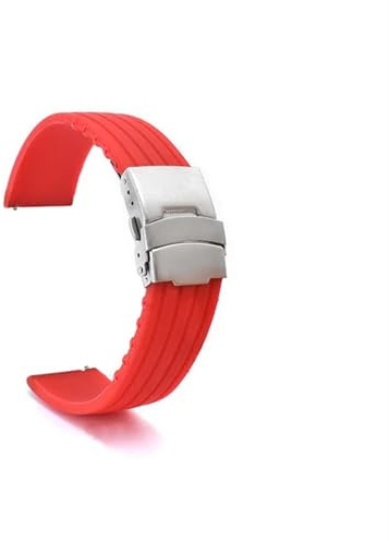HBGRVCKS Uhrenarmband aus gestreiftem Silikon mit Schnellverschluss, 18 mm, 20 mm, 22 mm, 24 mm, Ersatzarmband for Uhren, Unisex-Armband for Smartwatches oder herkömmliche Uhren(Red,24mm)