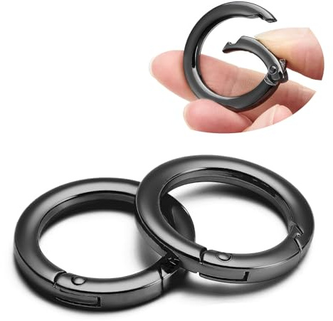 QIUTIMIY 4 Stück Rund Karabinerring O-Ring,Metall Runde Federspaltringe für Handtaschen, Schlüsselanhängern, Schnallen, Taschen, Geldbörsen(Gunmetal,32mm)