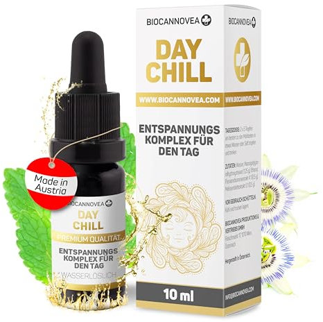 BIOCANNOVEA DayChill - Unterstützt einen gesunden Schlaf & bietet Stimmungsaufhellung - fördert Stressreduktion, Angstlinderung, Verdauung - in Österreich produziert