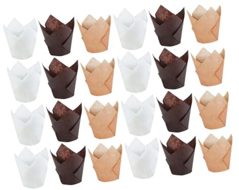 Amosfun 150pcs Tulip Cupcake Liners Paper Muffin Liners Baking Cake Cups No Odor No Fading for Wedding Birthdays