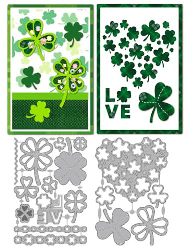 MAYJOYDIY Vierblättriges Kleeblatt Stanzformen Liebesherz Kleeblatt Metall Stanzformen St.Patrick'S Day Präge Und Stanzschablone Für Selbstgemachtes Scrapbooking Kartenbasteln Umschlagdekoration