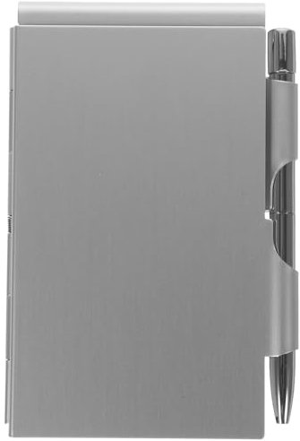 LIZHAYG Notizblock Mini-Notizbuch, Taschennotizblock, Büro, Schule, Notizblock, Taschennotizplaner, Metallgehäuse, Notizblock mit Stift, kleines Metall-Notizbuch Mini(Silver)